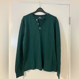 J Crew Green Slub Cotton Henley Never Worn